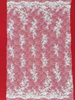 Dentelle légère en maille avec perles florales verticales dispersées, matériau élégant et raffiné pour robe de mariée, robes de soirée formelles ajustées