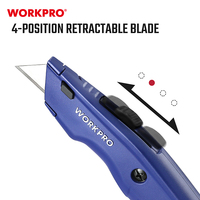 WORKPRO-Couteau utilitaire ergonomique à changement rapide, lame rétractable à 3 positions, 3 pièces, rangement de toutes les lames standard.