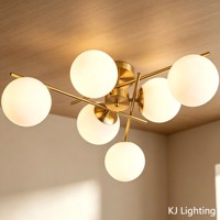 Lustre moderne en or Sputnik avec abat-jour en forme de globe pour chambre à coucher, salon, salle à manger, décoration d'hôtel