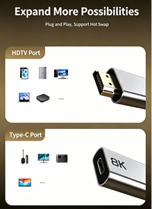 Adaptateur unidirectionnel Xput 8K <span class=keywords><strong>USB</strong></span>-C <span class=keywords><strong>femelle</strong></span> vers <span class=keywords><strong>HDMI</strong></span> 2.1 mâle, convertisseur de source Type-C vers <span class=keywords><strong>HDMI</strong></span>, prend en charge 8K 60Hz pour MacBook Pro - Product Image 5