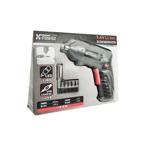 X-POWER KCS630-Z6B 3.6V lithium battery electric power cordless screwdriver with 6pcs high quality tools set LED rechargeable
