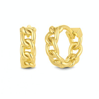 Glowluxe Boucles d'oreilles créoles à maillons épais en Argent sterling 925 plaqué or poli, style minimaliste, audacieuses, modernes et chics
