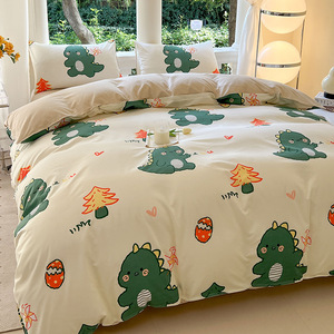 Parure de lit quatre pièces style frais et mignon, ensemble trois pièces pour dortoir individuel d'été, literie à motif de dessin animé - Product Image 1