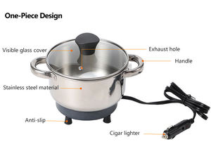 <span class=keywords><strong>Wok</strong></span> Eléctrico Portátil de Acero Inoxidable de 1-2L Multifuncional con 12V 24V para Auto, Camión y <span class=keywords><strong>Camping</strong></span> - Product Image 3