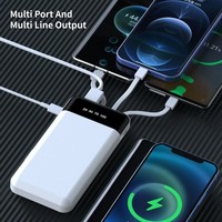 Batterie externe haute capacité 10000 mAh avec écran LED numérique P14, charge rapide, mini entrée USB, support de câble de téléphone intégré