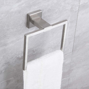 YOHAN Porte-serviettes mural carré en acier inoxydable brossé argent mat noir pour salle <span class=keywords><strong>de</strong></span> bain - Product Image 3
