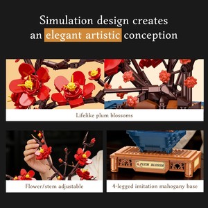 Ramas de árbol de ciruelo artificial en miniatura de plástico al por mayor, juguetes de bloques de construcción, colección botánica, plantas en maceta - Product Image 5