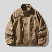 Blouson aviateur zippé kaki pour homme, col montant, style sportswear, décontracté, pour le printemps et l'hiver