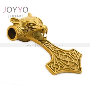 Collier pendentif unisexe en acier inoxydable plaqué or, motif croix punk hip-hop, marteau de Thor <span class=keywords><strong>viking</strong></span>, tendance, haute qualité, pour anniversaire - Product Image 2