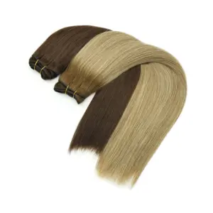 Extensiones de cabello humano 100% humano virgen, tejido súper doble, suave y brillante, tejido a máquina