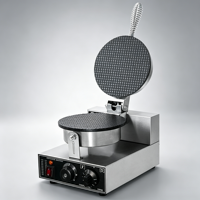 Machine à gaufres et cornets de crème glacée ronds professionnelle 1250W en acier inoxydable 220V