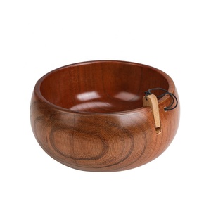 Hot sale Customized big organic popular Handmade portable Wooden Yarn Bowl For Knitting and Crocheting Accessories Organizer