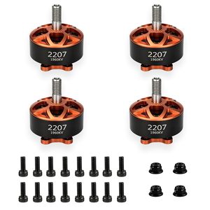 Juego de motores sin escobillas 2207 1960KV para drones, aleación de aluminio, color negro y naranja, 4 piezas con tornillos y tuercas - Product Image 1