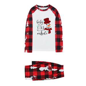 Rouge <span class=keywords><strong>Plaid</strong></span> Lettre Impression Noël Pyjama Pantalon À Manches Longues Haut Ensemble Coton Famille Noël Pyjamas Ensemble 2023 - Product Image 3