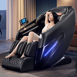 เก้าอี้นวดไฟฟ้า รางเลื่อนคู่ SL Guide Rail ระบบหุ่นยนต์ 4D นวดทั่วร่างกาย สำหรับใช้ในบ้าน หนัง PU คุณภาพสูง สีดำทอง - Product Image 1