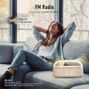 Enceinte sans fil <span class=keywords><strong>avec</strong></span> charge sans fil, <span class=keywords><strong>radio</strong></span> FM, batterie 2500 mAh, veilleuse LED, alarme, en plastique, pour la maison, la chambre, le bureau, cadeaux - Product Image 5