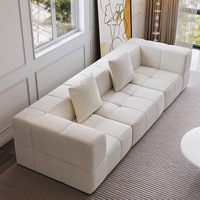 Fauteuil de salon moderne en velours crème nordique pour salon et chambre à coucher, canapé rectangulaire en forme de L, fauteuil avec rembourrage en éponge pour la détente