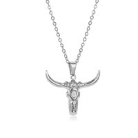 Collier Pendentif Tête de Taureau Style Ethnique Indien pour Homme, Plaqué Argent Antique, Personnalisé, Acier Inoxydable, Turquoise, Vente Transfrontalière