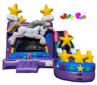 Château rebondissant gonflable de videur de trampoline de licorne de nouvelle conception avec la piscine d'eau