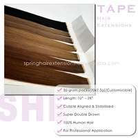 Extensiones de Cabello Adhesivas Sin Costuras, 100% Cabello Humano Remy, Puntas Completas, Super Doble Trama, 2.5g por Pieza