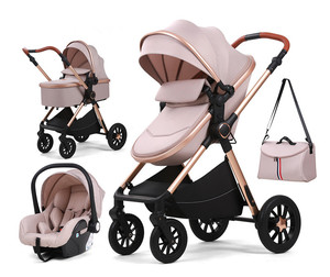Passeggino 3 in 1 Stile Europeo New Born Pretty con Seggiolino Auto, Carrozzina Multifunzionale Pieghevole per Neonati - Product Image 1