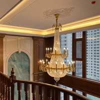 Lustre long en cristal européen, luminaire LED de luxe pour villa, salon, salle à manger, hôtel, hall, décoration et éclairage