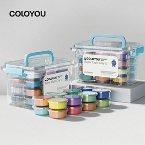 Ensemble d'argile à séchage à l'air super légère COLOYOU, 24 couleurs, argile à <span class=keywords><strong>modeler</strong></span> douce et non toxique pour les enfants, pour la <span class=keywords><strong>maternelle</strong></span>, l'artisanat en classe, le jeu sensoriel - Product Image 1