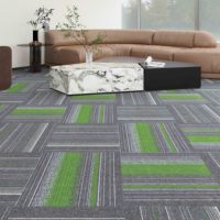 Dalles de moquette carrées de luxe pour bureaux et espaces commerciaux, à boucles, modernes, lavables, en PP épais, antidérapantes, rayées, insonorisantes, pour la maison