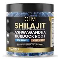 Gummies véganes OEM de Shilajit de l'Himalaya, Ashwagandha, Mousse de mer, Crinière de lion – Complément alimentaire quotidien à base de plantes – Marque privée