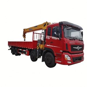 Camion à plateau plat Dongfeng 8X4 de 14 tonnes avec grue télescopique pour la manutention de matériaux de construction - Product Image 1
