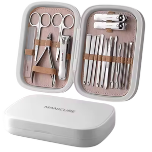 ハイエンド18ピースネイルマニキュアセット新しい黒ペディキュアキットイーグルノーズプライヤー付きステンレス鋼ネイルクリッパー指用 - Product Image 2