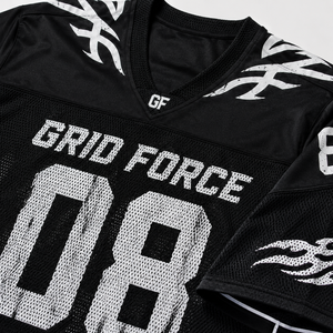 Unisex Printed Mesh Football Jersey Distressed Number Graphic V <b>Neck</b> Streetwear <b>Fan</b> Shirt Short Sleeve - Product Image 5