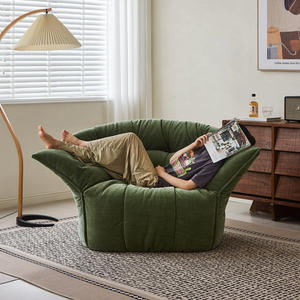 Sillón Brigandin, Sofá Individual Moderno y Minimalista, Sillón Puff de Tela, Relleno de Espuma Redonda, Sillón de Descanso para el Hogar - Product Image 4