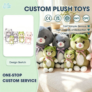 Ensemble de peluches chat Calico, Famille de cinq chats en peluche colorés, Adorables peluches chatons pour le jeu des enfants, Vente en gros de peluches personnalisées - Product Image 1