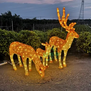 Özelleştirilmiş açık dekoratif ışıklar hayvan şekli 3D Led noel ışıkları ren geyiği Motif ışık