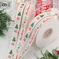 E-Magic Großhandel 5/8 Zoll Rot-Grünes Frohe Weihnachten Band & Frohes Neues Jahr Polyester-Baumwoll-Band für Weihnachten und Feiertage