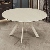 Table à manger extensible multifonctionnelle moderne avec plateau en MDF et pieds en métal avec revêtement en poudre