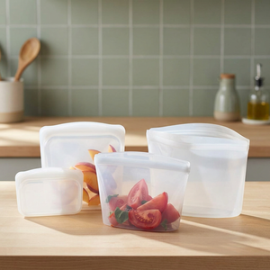 New Custom Printed Leakproof Platinum Square Food Grade Silicone Storage Bags Zipper Freezer Safe Reusable BPA Free Durable - Product Image 3