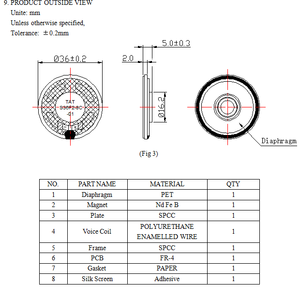 Loa Mylar TAT S36 36Mm 8ohm 1.5W - Product Image 3