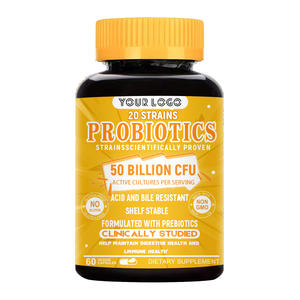 Precio de fábrica Cápsulas de probióticos 50 mil millones de CFU 20 cepas Soportes digestivos Suplemento de probióticos para <span class=keywords><strong>diarrea</strong></span> ocasional - Product Image 6