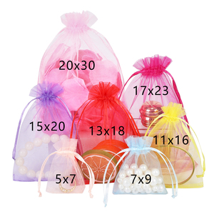 Sacs en organza <span class=keywords><strong>beige</strong></span>, sacs en tissu transparent pour cadeaux de <span class=keywords><strong>mariage</strong></span>, <span class=keywords><strong>pochette</strong></span> à bijoux avec cordon de serrage, choisissez votre combinaison de couleurs - Product Image 4