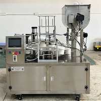 Machine de remplissage et de scellage automatique rotative pour gobelets en plastique (boissons, flocons d'avoine, noix, lait, miel, jus, sauce, eau) - Vente chaude
