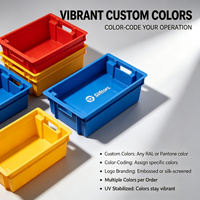 Boîtes de rangement en plastique de qualité alimentaire, personnalisables, recyclables, empilables, avec impression de logo, capacité de charge de 50 kg, pour viande et légumes