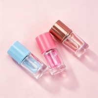 Gloss à lèvres scintillant, rouge à lèvres liquide, flacon rond, capuchon cannelé, applicateur Doe Foot, KJ-D319, maquillage, cosmétiques, teinte or rose bleu