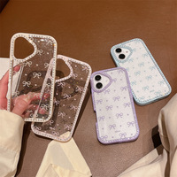 Étui de téléphone portable à écran plein adapté à l'iPhone 16 15 promax, cadre en diamant avec colle scintillante, coque de protection
