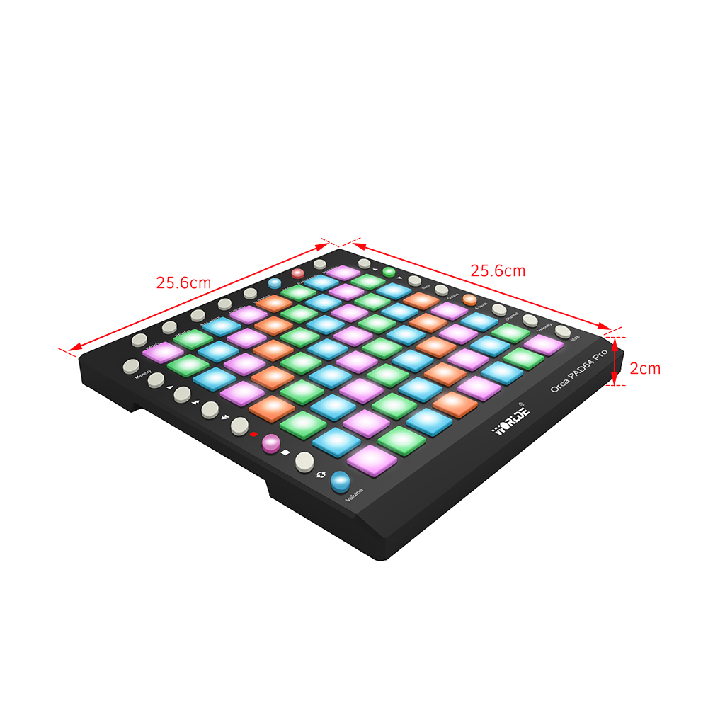 WORLDE ORCA PAD64-A Pro USB MIDI Drum Pad Controller - 64 RGB Pads