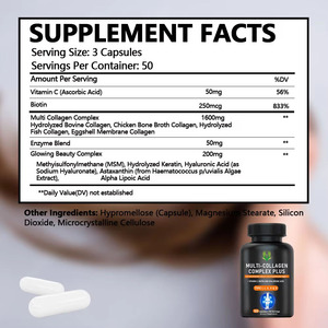 Cápsulas OEM ODM Multi Collagen Complex Plus con 5 tipos I II III V X Vitamina C Biotina Soporte Píldoras de colágeno para la piel juvenil - Product Image 2