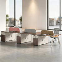 Bureau de travail ergonomique multi-personnes avec cloison en tissu et armoire à serrure à combinaison pour espace de bureau ouvert