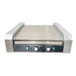 Mesin pemanggang anjing panas otomatis alat panggangan sosis 14 rol Harga Bagus mesin pemanggang anjing panas komersial
