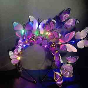 Birthday Party Accessories Princess Girls Hairband <b>Led</b> Butterfly Headband - Product Image 4
